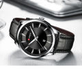 Curren 8365 Men's Wristwatch Leather Fashionable Casual Watch For Men- Black.