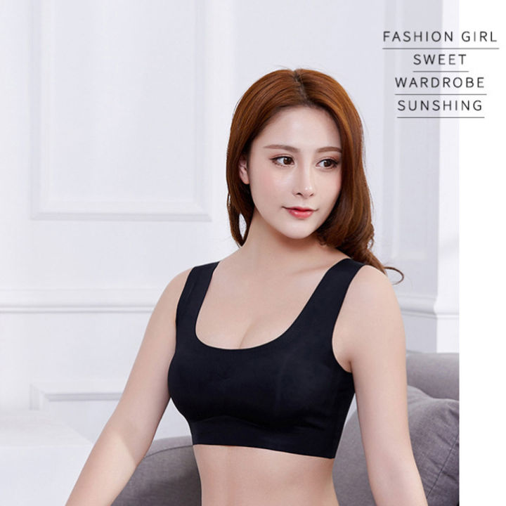 Enrich your life 1pcs Women's Sports Seamless Yoga Sports Bra Crop Top Stretch Bras Comfort Padded Slim Fit Summer Sleeveless Tank Top Plus Size Fashion Crop Tops Sports Bra -- Black/ White/ Beige