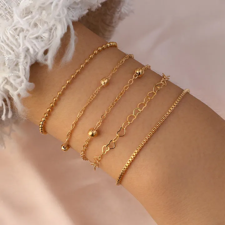 5PCS%20bracelet%20set%20Bracelet%20set%20Exquisite%20craftsmanship%20Copper%20material%20Stylish%20design%20Copper%20chain%20bracelet%20Hand-made%20bracelet%20set%20Handcrafted%20Handmade%20bracelet%20for%20Casual%20wear%20Party%20accessories%20Gift%20-%20Image%202