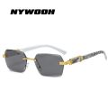 Rimless Marble Sunglasses Women Men  Fashion Ocean Gradient Square Sun Glasses Blue Pink Sunglass UV400. 