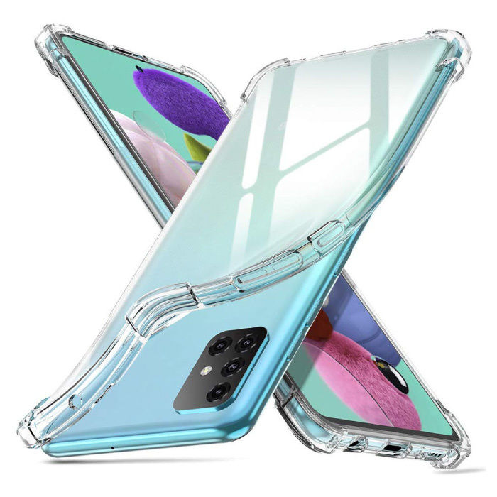 For Samsung Galaxy A51 4G Edge-Reinforced Shockproof Cushion Back Clear Hybrid Transparent Soft Silicon Cover Casing