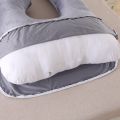 Large Size Pregnancy Pillow Gray J-Shape Pregnant Pillow Crystal velvet Full Body Maternity Pillow for Pregnant Women.