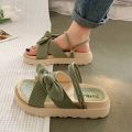 New Style Fairy Style Lady Summer Slippers Thick Platform Flat Sandals with Butterfly-Knot Summer Flip Flops Sandals Women.