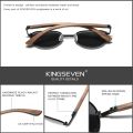 KINGSEVEN 2022 New Handmade Walnut Wood Round Sunglasses Men Women Polarized Mirror Sun Glasses Male Steampunk Shades Oculos. 