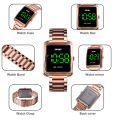 SKAMI SPORTS FASHION SIMPLE WATERPROOF DIGITAL WATCH LED WATCH STANILEES STEEL WATCH FOR MAN CASUAL LUMINOUS DISPLAY.