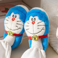 Doraemon Winter Cartoon Cotton Slippers Cute Stitch Plush Slides Home Flat Flip Flops Warm Floor Slippers Cute Soft Women Shoes.