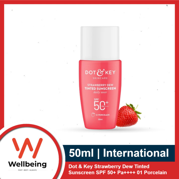 Dot & Key Strawberry Dew Tinted Sunscreen 50ml SPF50+ Pa++++ | Protection Against UA/UB | Broad Spectrum, Water & Sweat resistant | For All Skin Types | India | Seal Open Box
