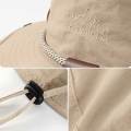 Men Bucket Hat Letter Embroidery Leather Label Cowboy Hat Waterproof Outdoor Hiking Fishing Cap Light 8cm Brim Anti-UV Sun Hat.