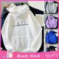 Couple Hoodie Solid Color Elastic Hem Women Autumn Hoodie. 