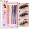 Lvcheryl 100Pcs New Colorful Individual Lashes Extension 12mm Natural Faux Mink Eyelashes 30D Cluster Colored Eyelash Extension Makeup Tool. 