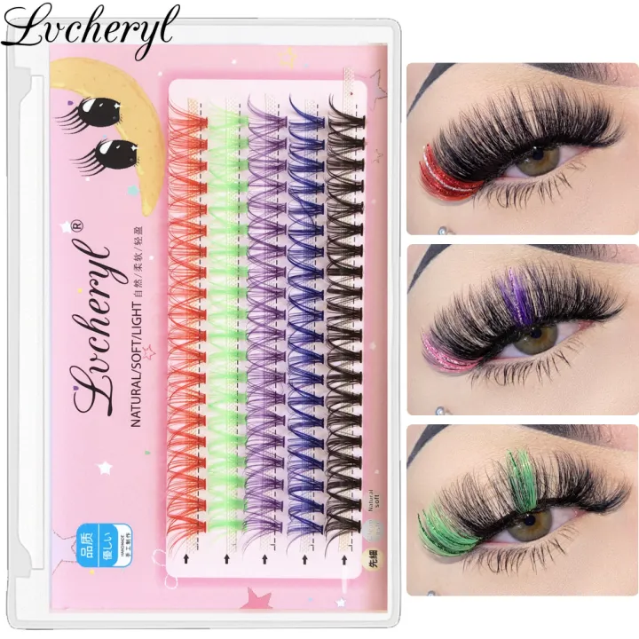 Lvcheryl%20100Pcs%20New%20Colorful%20Individual%20Lashes%20Extension%2012mm%20Natural%20Faux%20Mink%20Eyelashes%2030D%20Cluster%20Colored%20Eyelash%20Extension%20Makeup%20Tool%20-%20Image%202