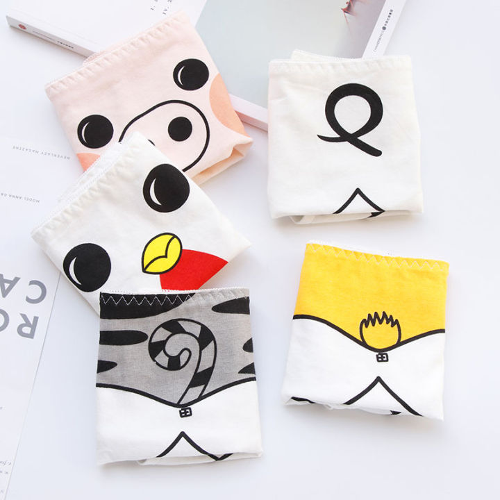 5Strip%20Underwear%20Female%20Student95%25Cotton%20Korean%20Style%20Girl%20Cute%20Cartoon%20Middle%20Waist%20Women's%20Briefs%20for%20Junior%20High%20School%20Students%20-%20Image%202