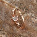 Rainbow White Fire Opal Ring Rose Gold Silver Color Small Moon Rings For Women Wedding Bands Oval Stone Engagement Ring Jewelry. 