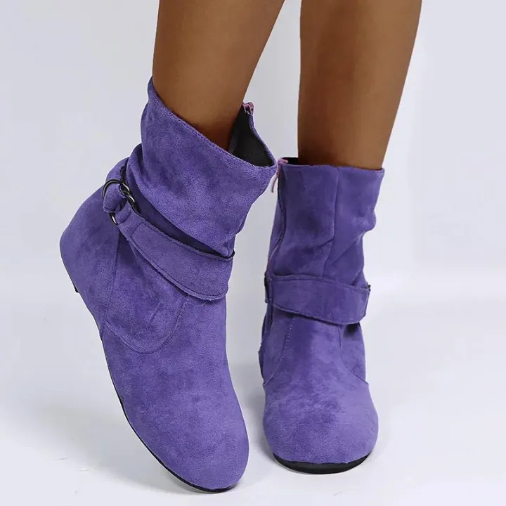 Frosted%20Ankle%20Boots%20Women%20Soft%20Leather%20Pleated%20New%20Fall%20Winter%202024%20Warm%20Boots%20Non-slip%20Comfy%20Purple%20Plus%20Size%2043%20Women's%20Boots%20-%20Image%206
