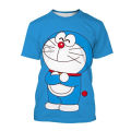 New cartoon character Mo Doraemon pattern 3D printing Doraemon T-shirt casual shirt hip-hop round neck top.