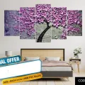 Stylish Addition - Complete Set of Ready-to-Hang Wall Canvas Art 5 Pieces for Living Room and Bedroom Home Décor: - Sustainable Choice. 