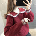 Doll Collar Sweater Women's Loose Outer Wear New Autumn and Winter Cute Sweet Fashion Sweater Age-Reducing Top.