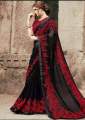Red and Black Georgette Saree For Women.