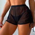 Women Sheer Mesh Cover Up Shorts Beach Wear Swimming Suits Cover Up Solid Sheer Mesh Bikini Thong Cover Up Shorts. 