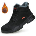 【selevn roind】 Black Leather Winter Plush Safety Work Boots For Men Waterproof Anti Nail Pressure Labor Shoes Indestructible Steel Toe Footwear. 