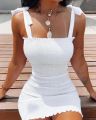 Women's Bodycon Dress New Summer Fashion White Sling Strapless Folds Mini Slim Pencil Print Tank Dresses for Women Vestido. 