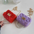 Mini Jelly Bags Handbag PU Leather Crossbody Bags with Pearl Handle Ladies PVC Coin Purse Small Handbags Girls Cute Party Bag. 