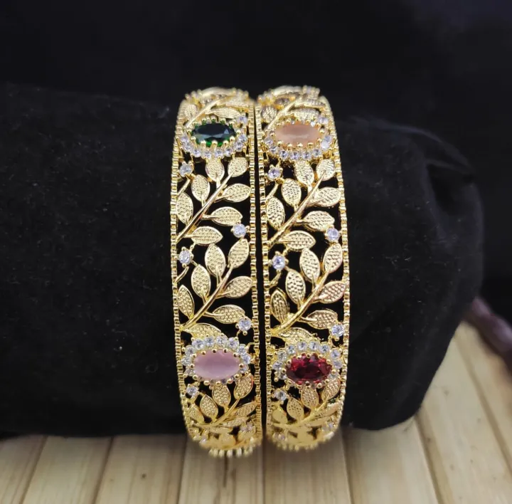 Multi%20color%20diamond%20cut%20fashionable%20party%20wear%20bangle%20set%20for%20women%20-%20Image%202