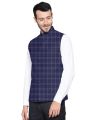 Printed white and blue Koti for men print brand | Nehru jacket for men | Waist coat and vest for men blue and white check. 
