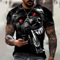 Beast wolf 3d black printing series new summer men's short sleeved shirt super large top fashion street wear o collar men's shir. 