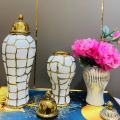 Ceramic Luxury Electroplating General Jar European Flower Vase Crafts Ornaments Porch Soft Decoration Storage Jar Ginger Jar Amour zii. 