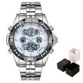 Stryve8011 Relojes Brand Waterproof Business Sport Watches Men Stainless Steel Digital pointer Dual Display fashion quartz watch.