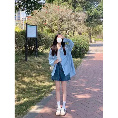 Mint%20Green%20Sun%20Protection%20Shirt%20Women's%20Summer%20New%20Korean%20Style%20Lazy%20Style%20Thin%20Loose%20Shirt%20Mid-Length%20Coat%20-%20Image%205