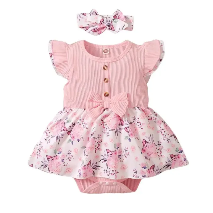 0-18%20Months%20Baby%20Girl%20Floral%20Romper%20Dress%20Fly%20Sleeve%20Summer%20Ribbed%20Jumpsuit%20with%20Headband%20Newborn%20Baby%20Girl%20Lovely%202PCS%20Outfit%20-%20Image%207