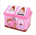 Metal House Shape Piggy Bank Coin Safe Storage Box with Lock.