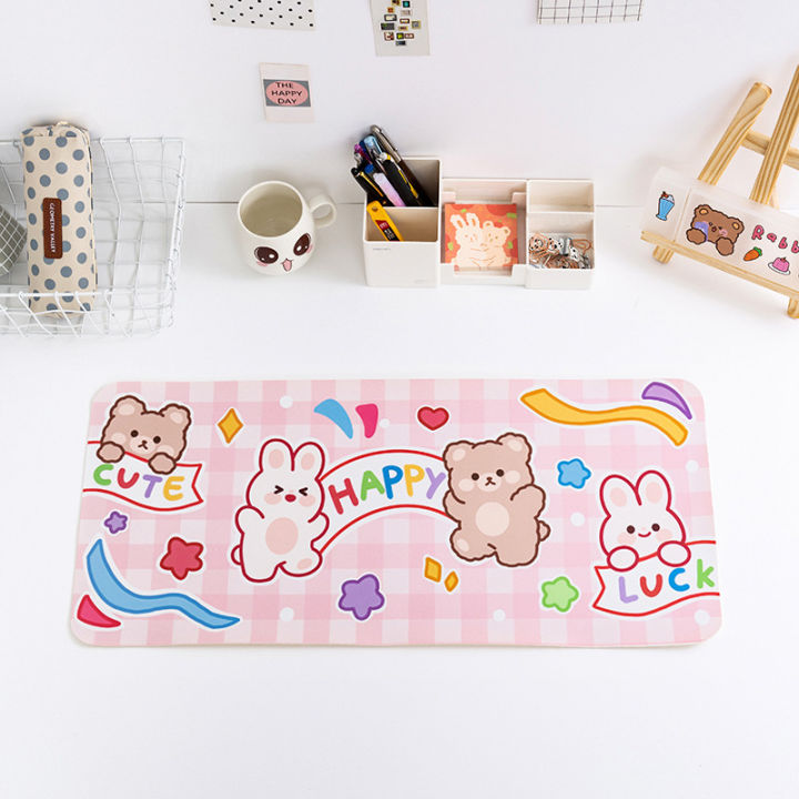 ins cartoon large waterproof bear bunny table mat mouse pad student dormitory desktop mat cute girly heart