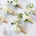 shenggao 1Pcs Bridal Artificial Rose Boutonniere Corsage Wedding Flowers Bouquet Groom Man Suit Party Decoration.