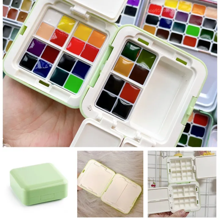 Grid%20Portable%20Box%20Travel%20Watercolor%20Supplies%20Box%20Palette%20Foldable%2024/48%20Mini%20Art%20Packing%20Moisturizer%20Painting%20Paint%20Watercolor%20-%20Image%203