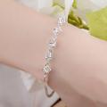 Silver Bracelets for Women Clear Cube Crystal Chain Bracelet. 