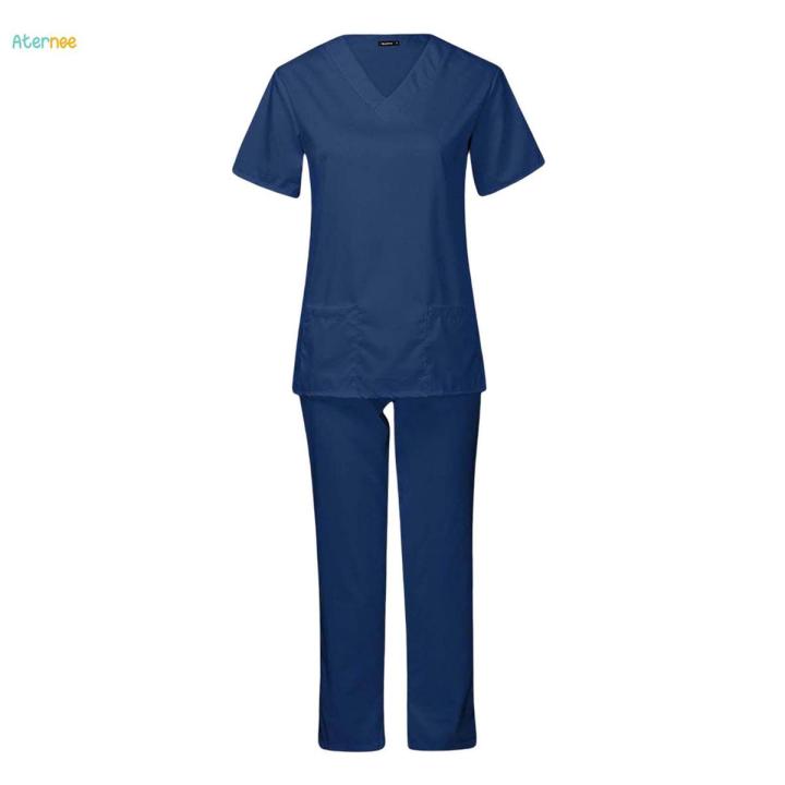 Women Nursing Scrubs Uniform Top Pants Set suits Clothing for Worker Pet Groomer