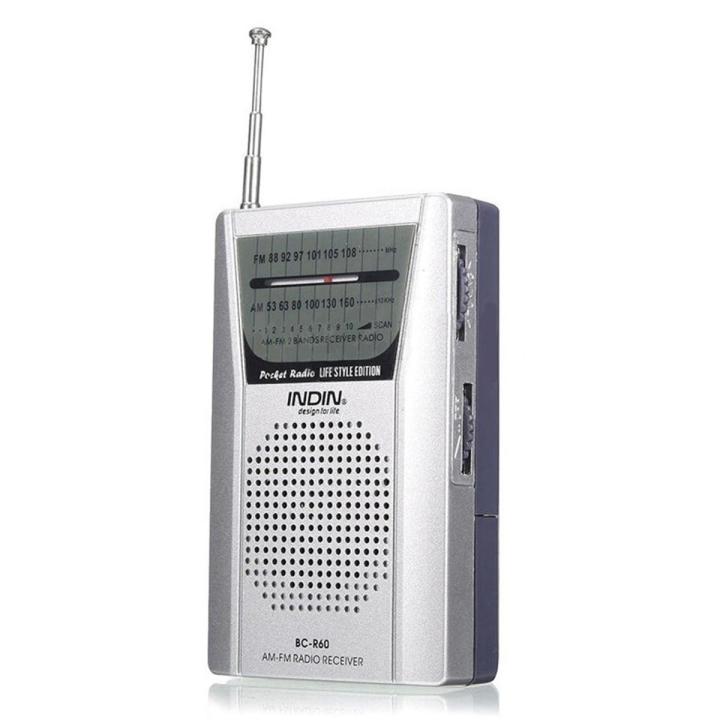 BC-R60 Portable Pocket Radio Telescopic Antenna Mini AM/FM 2-Band Radio World Receiver with Speaker