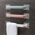 Wall Mounted Towel Rail Rack - Self-Adhesive, Punch-Free Plastic Towel Holder for Bathroom and Kitchen - Ideal Storage Solution.