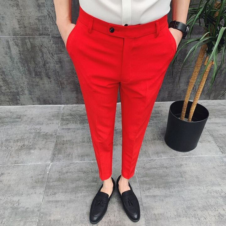 2022%20Korean%20Style%20Ankle%20Length%20Spring%20Summer%20Men%20Dress%20Pants%20Stretched%20ple%20Slim%20Fit%20Casual%20Office%20Trousers%20Formal%20Wear%20Hot%20-%20Image%206