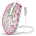 Diamond Wired Gaming Mouse 1600 DPI Colorful Backlight Optical USB Computer Mouse Gamer Mice Women Girl Pink Mice for PC Laptop. 
