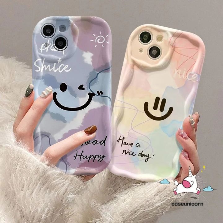 Gradient Dreamy Watercolor Wavy Curved Edge Case For Realme 9i 11 C35 C53 C12 C25 C15 C17 5i 8i 5s 6i 5 7 C11 C51 C17 C55 C25s C30 C25Y C31 C20 C21 C33 C21Y C3 Smile Face Cover