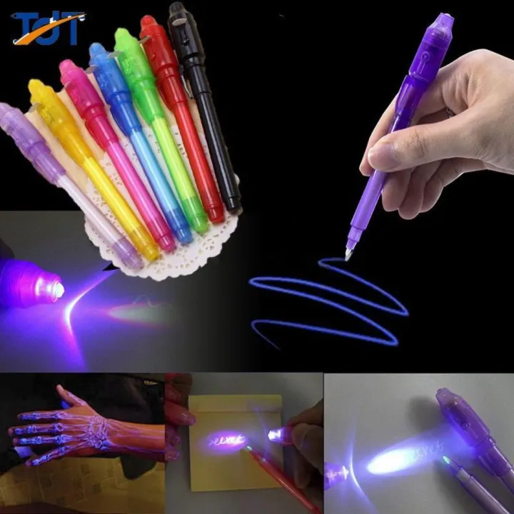 Luminous Light Pen Purple 2 In 1 UV Black Light Combo Drawing Invisible Ink Pen Learning Education Toys for Child