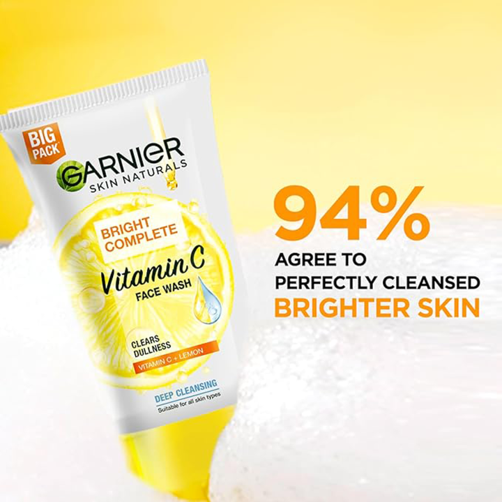 Garnier%20Bright%20Complete%20Vitamin%20C%20Face%20wash%20for%20Clear%20Dullness%20-%20Image%202