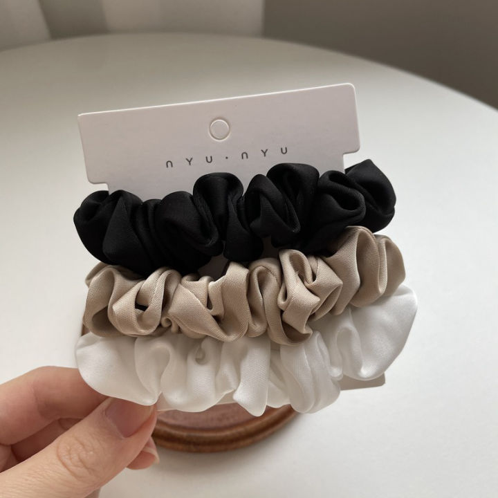 3Pc/set%20Silk%20Satin%20Scrunchies%20Simple%20Elegant%20Solid%20Color%20Small%20Intestine%20Hair%20Rope%20High%20Elastic%20Hairband%20French%20Hair%20Accessories%20Bayline%20-%20Image%205