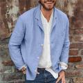 Shirt Jacket Loose Suit Top Men Suit Collar Button Solid Color Cotton Linen Suit Spring Summer Casual Blazers Men Clothing.