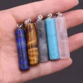 Natural Stone Pendant For Jewelry Making Rainbow Cylindrical Semi-precious DIY Necklace Handiwork Sewing Craft Accessory. 