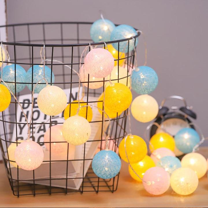 6CM Led Fairy Lights String Cotton Ball Garden Garland Curtain Bedroom Lamp Chain New Year Christmas Home Decor Outdoor Lighting--A161--7.5M50LED Control